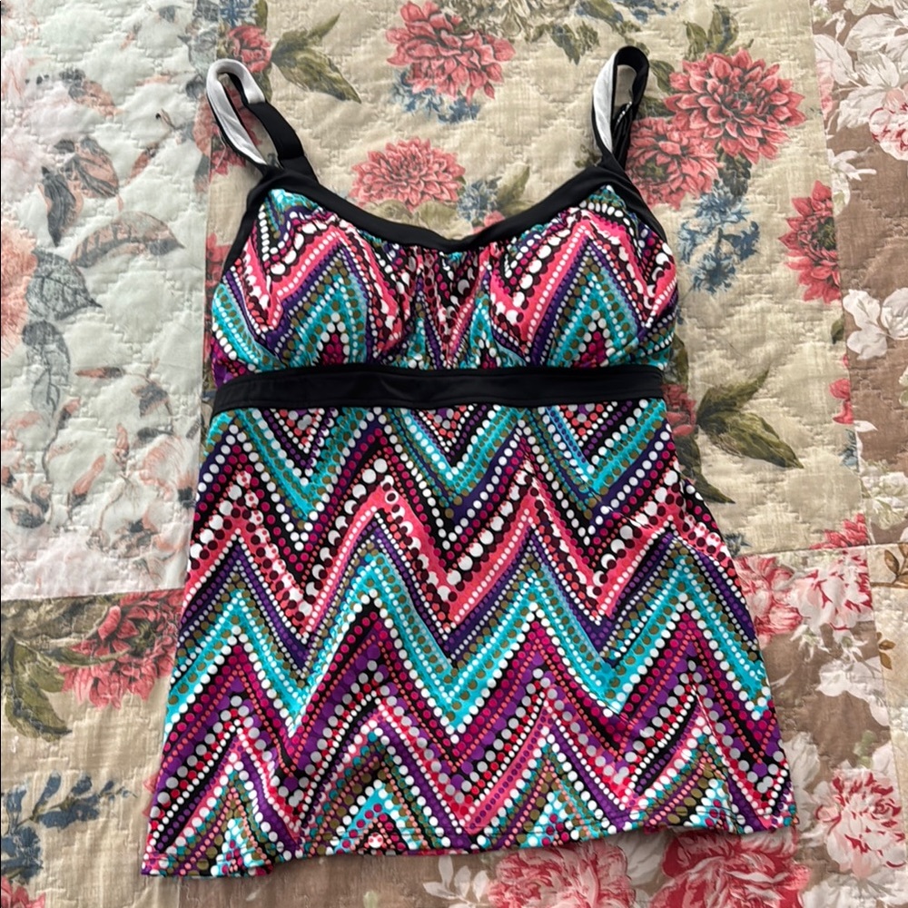 St. John's Bay Multicolor Zigzag Swim Top